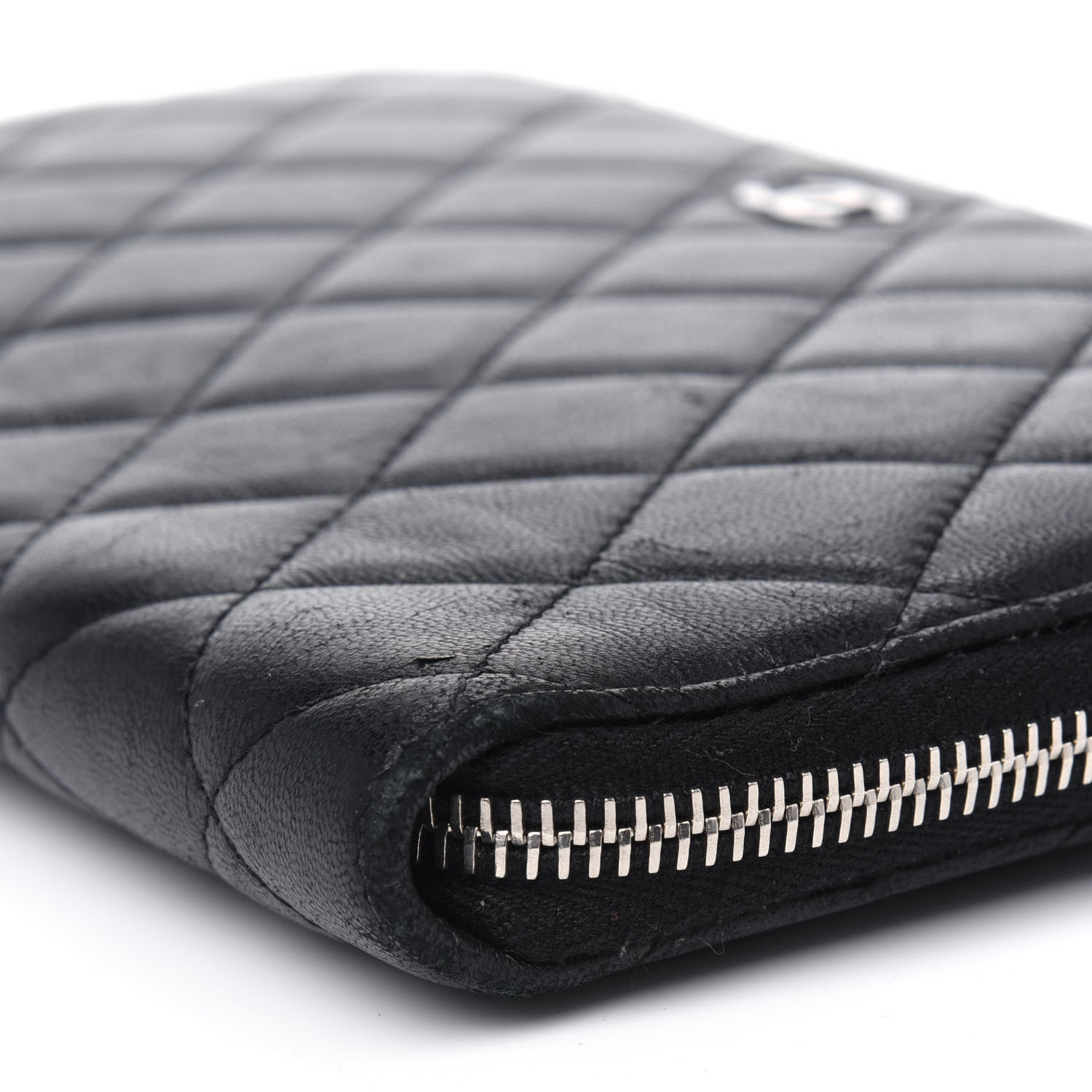Chanel Lambskin Quilted Large Zip Around Organizer Wallet Black 8 of 10