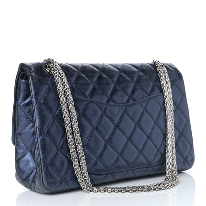 Chanel Metallic Aged Calfskin Quilted 2.55 Reissue 227 Flap Dark Navy Blue 3 of 9