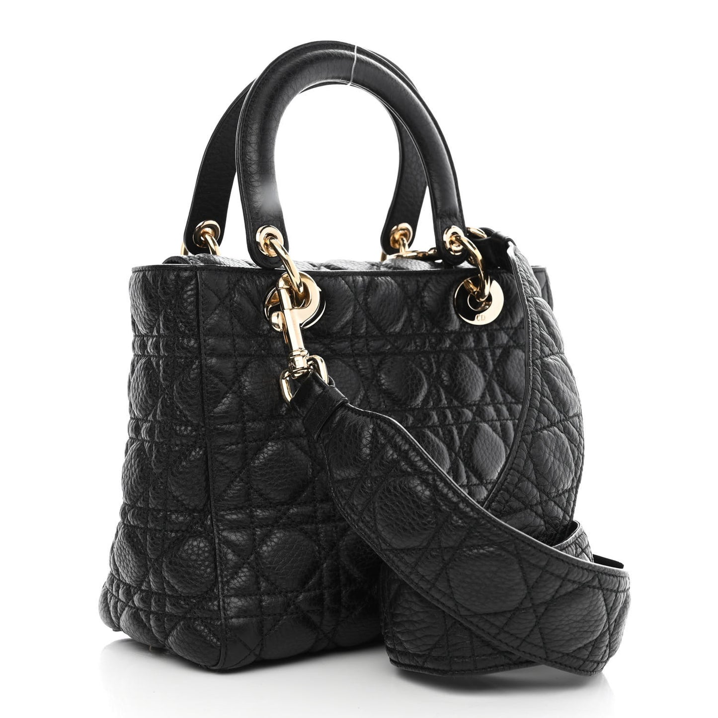 Grained Calfskin Cannage Medium Supple Lady Dior Black