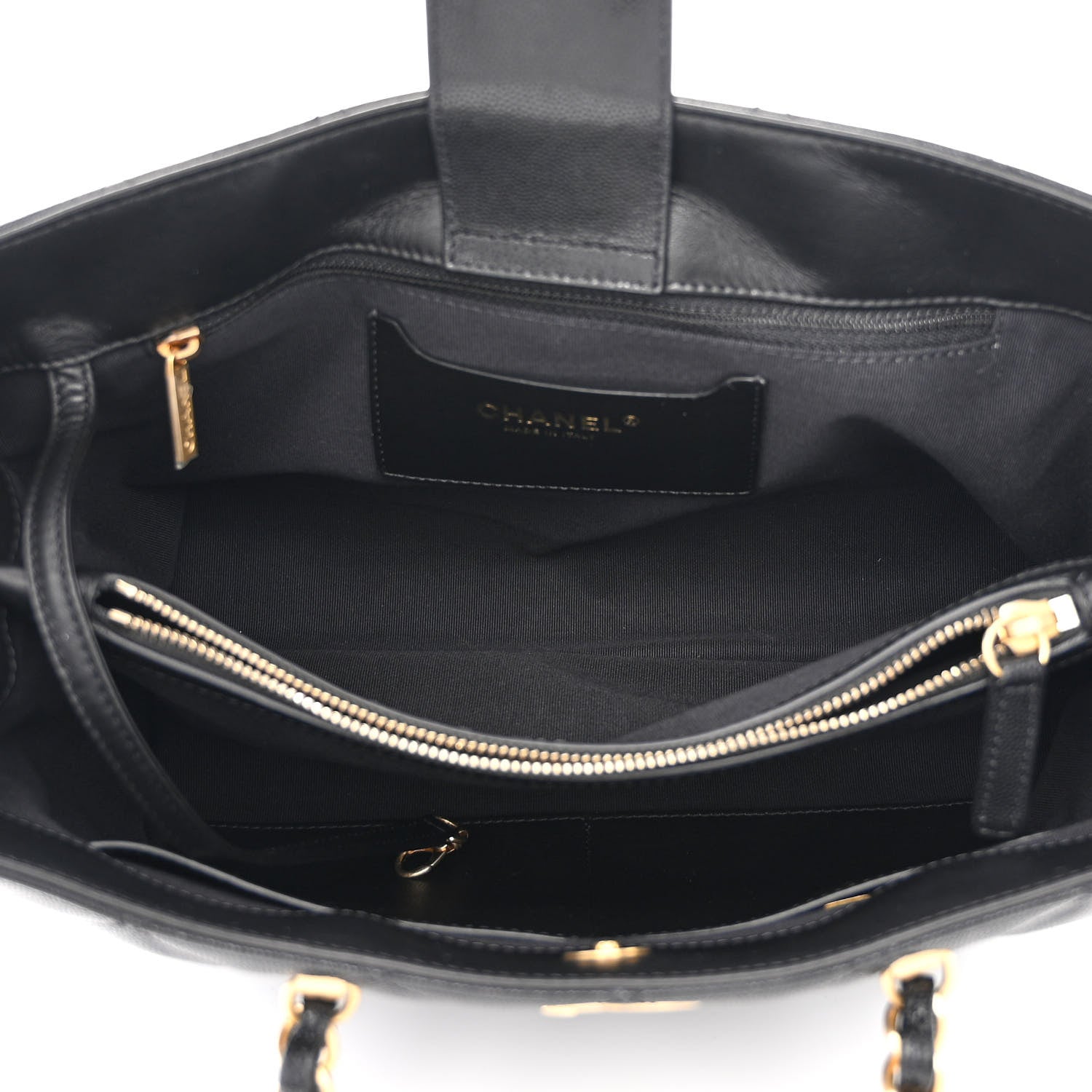 Chanel Shiny Caviar Quilted Chain Handle Shopping Tote Black 5 of 12