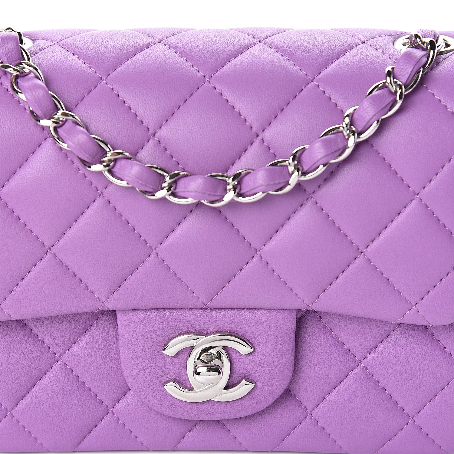 Chanel Lambskin Quilted Mini Square Flap Purple 8 of 11