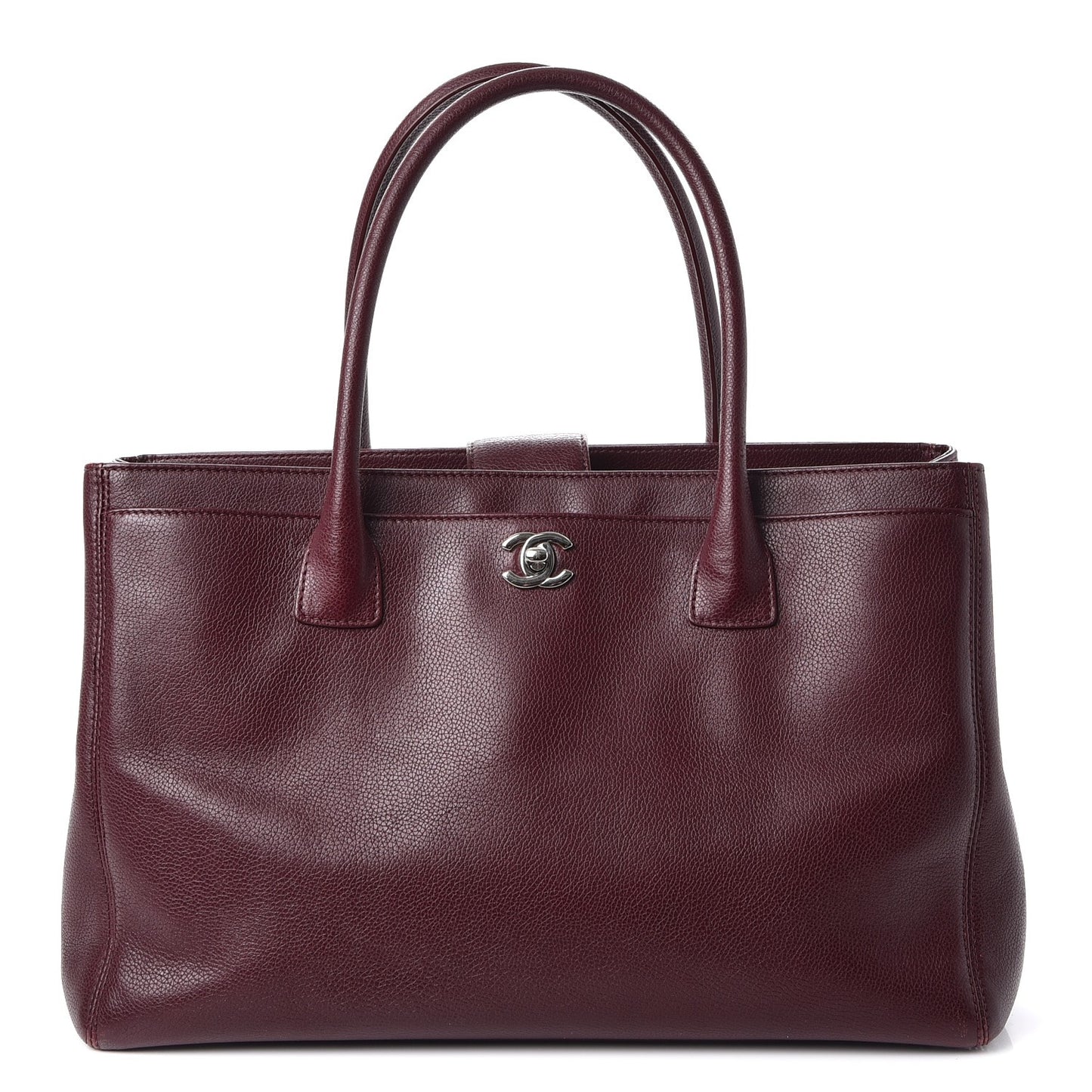 Calfskin Cerf Executive Shopper Tote Burgundy