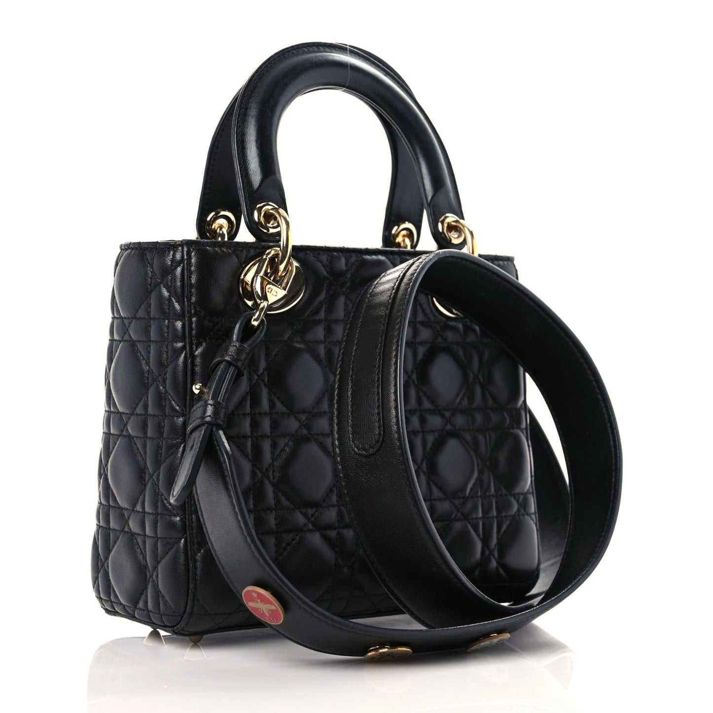Lambskin Cannage Small Lucky Badges My Lady Dior Black