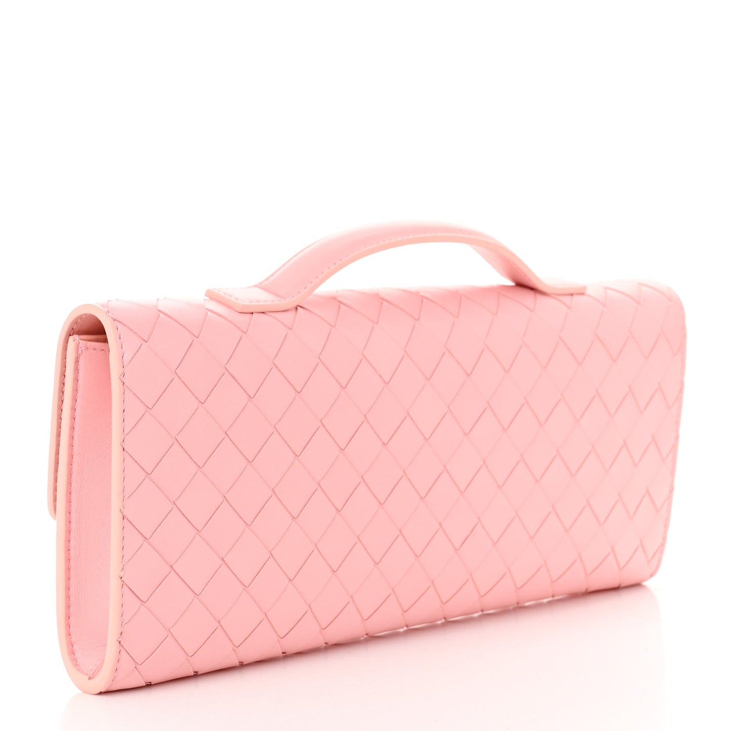 Nappa Intrecciato Long Andiamo Top Handle Clutch Rose