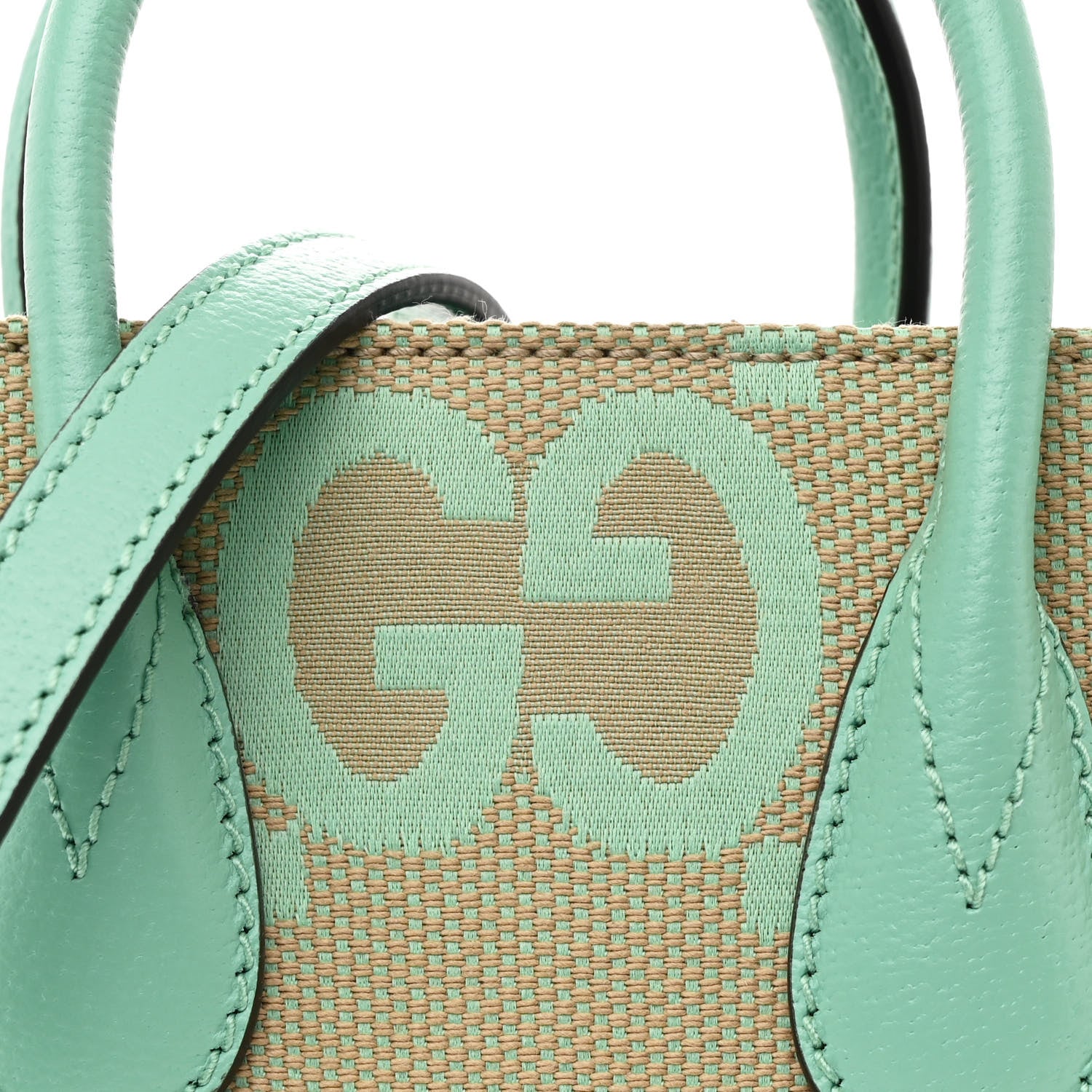Gucci Monogram Jumbo GG Textured Dollar Calfskin Mini Tote Bag Pepperlight Mint 8 of 10
