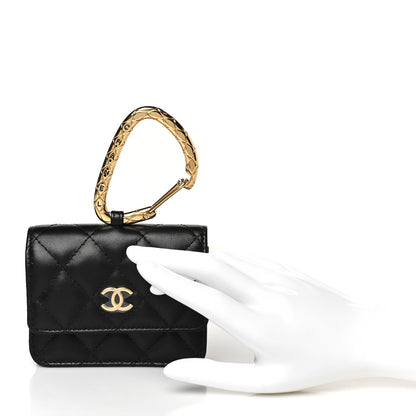 Chanel Lambskin Quilted CC Hook Card Holder Black 2 of 10