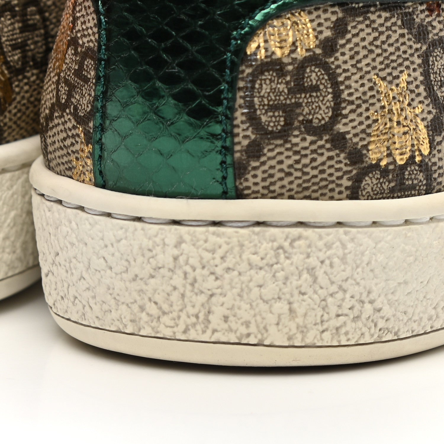 Gucci GG Supreme Monogram Bees Ayers Web Womens Ace Sneakers 42 Beige Oro Green Red 11 of 13