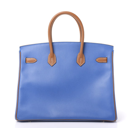 Hermes Epsom Horseshoe Birkin 35 Bleu Izmir Gold 3 of 31