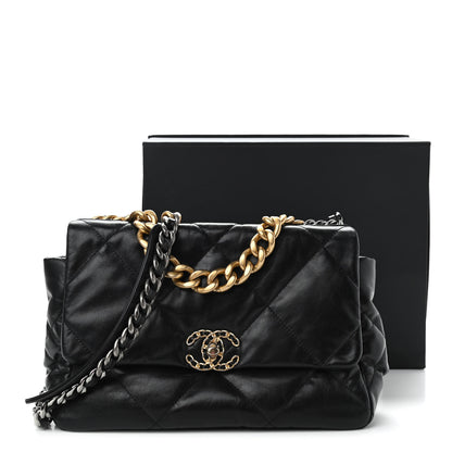 Chanel Goatskin Quilted Large Chanel 19 Flap Black 11 of 11