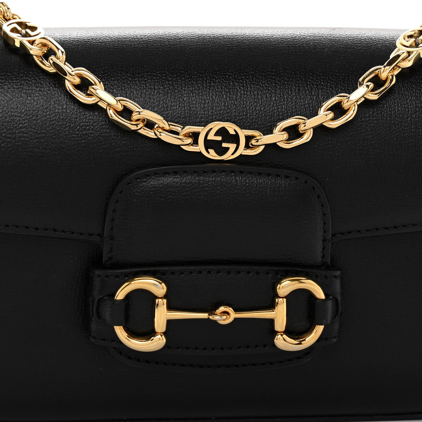 Azalea Calfskin Small Horsebit 1955 Chain Shoulder Bag Black
