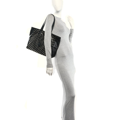 Prada Tessuto Nylon Calfskin Grommet Tote Black 2 of 9