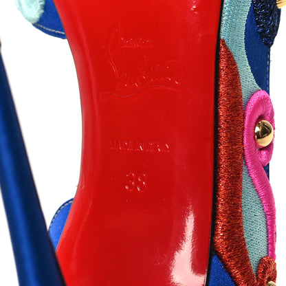 Christian Louboutin Crepe Satin Embroidered D'Orsay 100 Pumps 38 Multicolor 6 of 7