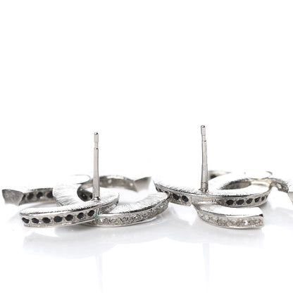 Chanel Crystal CC Earrings Silver Black 3 of 5