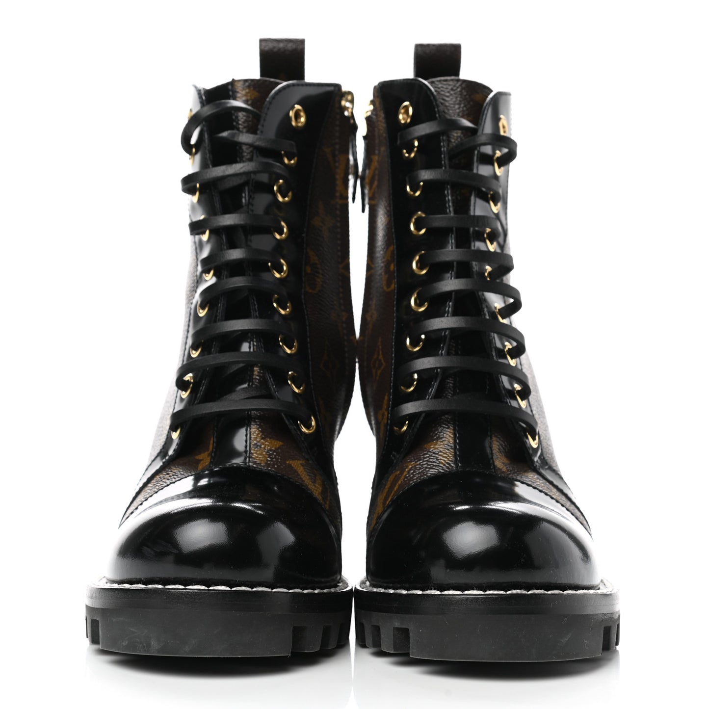 Patent Calfskin Monogram Star Trail Ankle Boots 39 Black