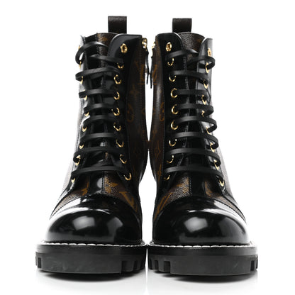 Louis Vuitton Patent Calfskin Monogram Star Trail Ankle Boots 39 Black 2 of 10