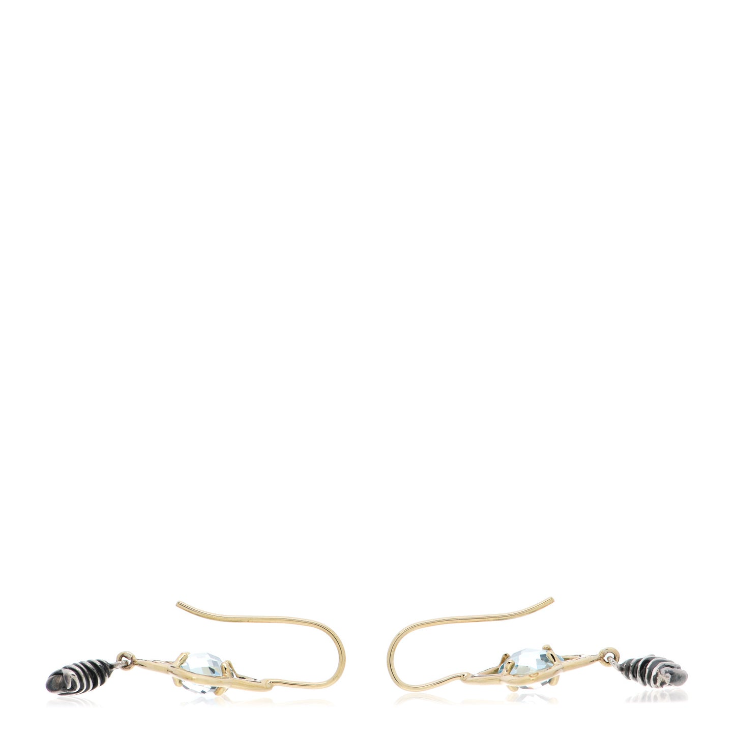 Sterling Silver 18K Yellow Gold Blue Topaz Quatrefoil Drop Earrings