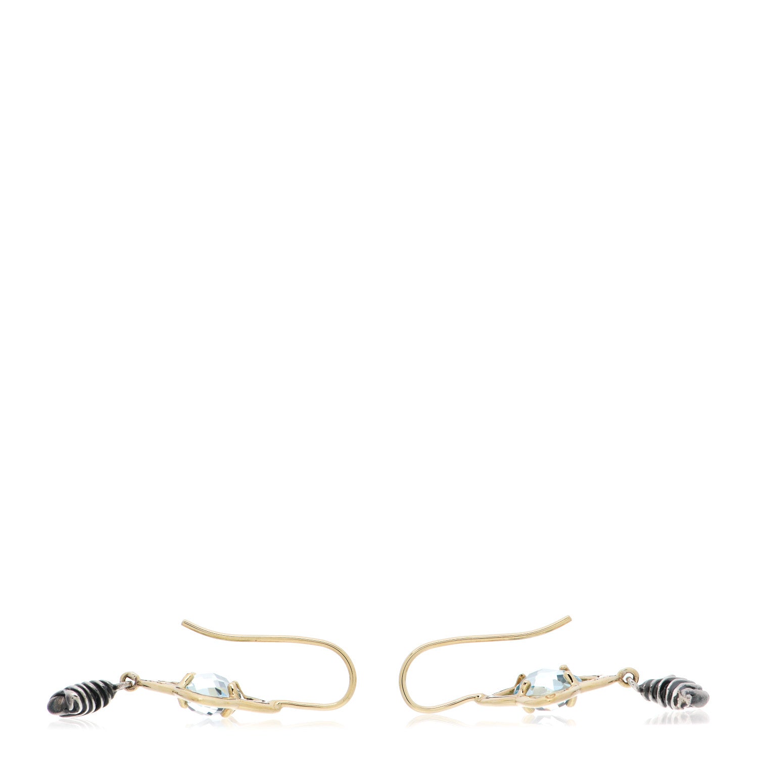David Yurman Sterling Silver 18K Yellow Gold Blue Topaz Quatrefoil Drop Earrings 3 of 4