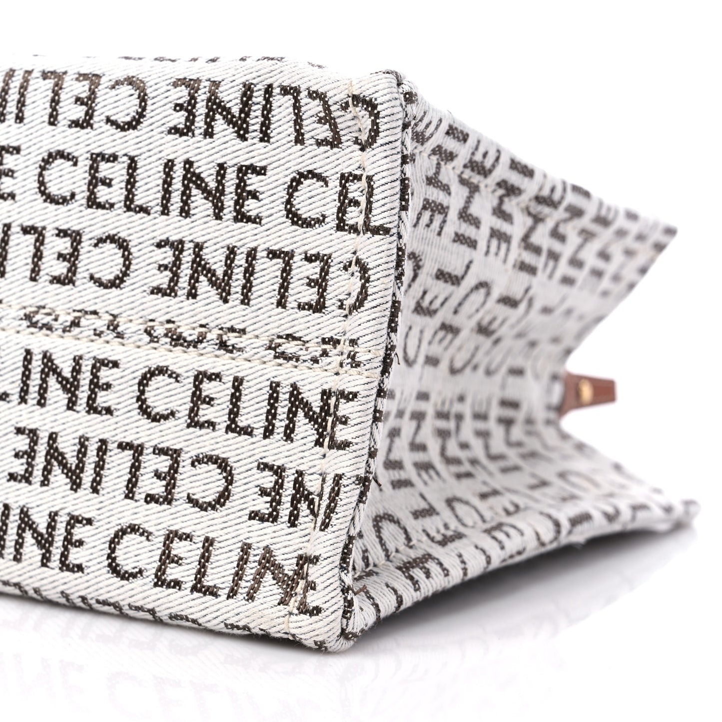 Canvas Calfskin All Over Print Small Cabas Thais White Tan