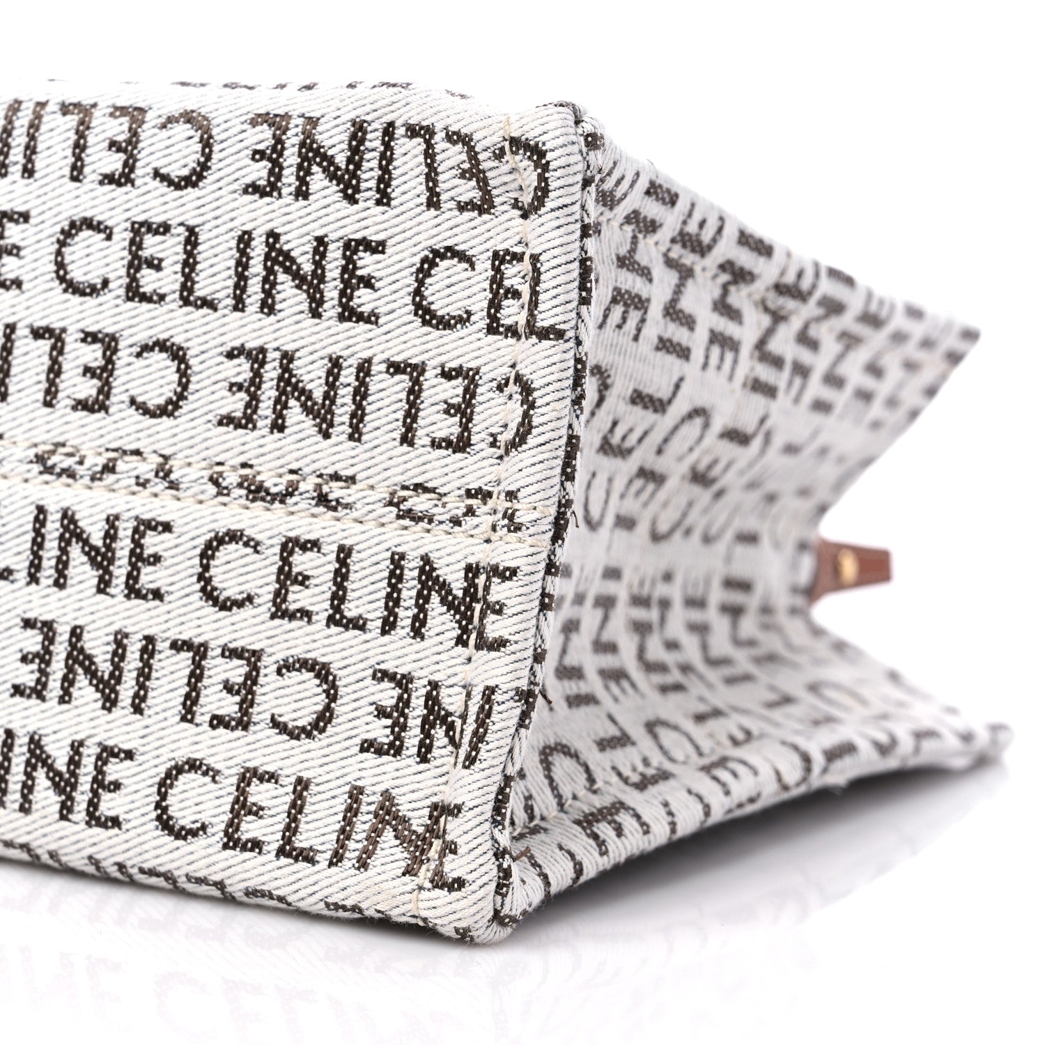 Celine Canvas Calfskin All Over Print Small Cabas Thais White Tan 9 of 9