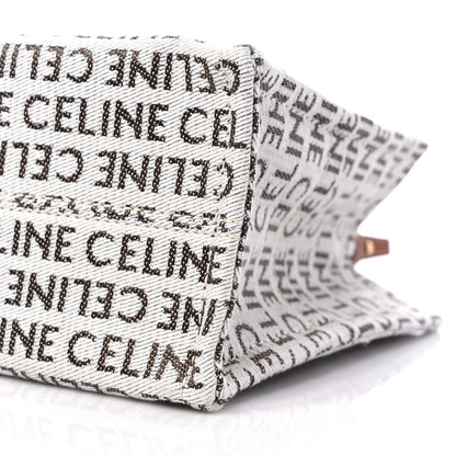 Celine Canvas Calfskin All Over Print Small Cabas Thais White Tan 9 of 9
