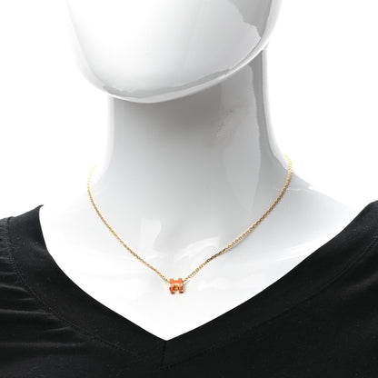 Hermes Lacquered Gold Mini Pop H Pendant Necklace Orange 2 of 7