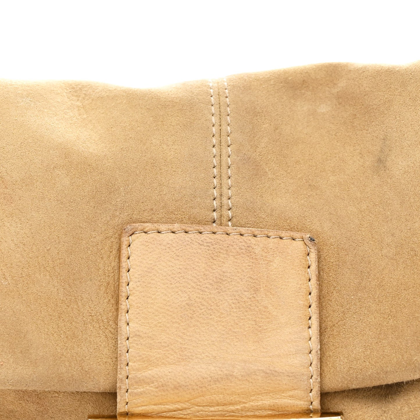Suede Baguette Shoulder Bag Beige