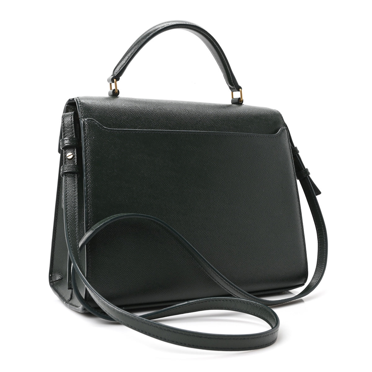 Grain de Poudre Medium Classic Monogram Cassandra Top Handle Vert Fonce