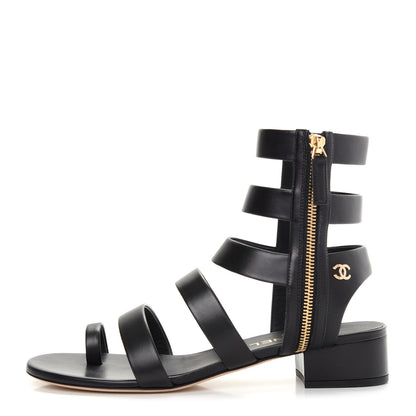 Chanel Calfskin Gladiator Sandals 39.5 Black 1 of 11