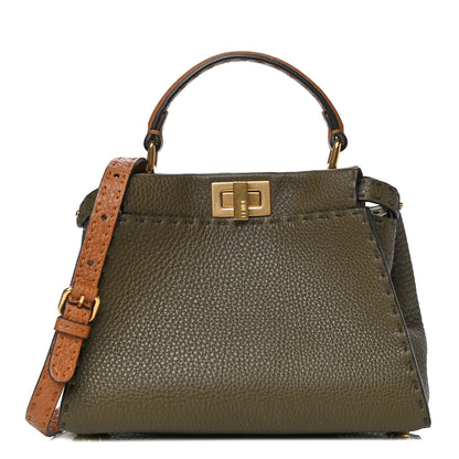 Fendi Cuoio Romano Selleria Tri-color Mini Peekaboo Iconic Satchel Aspargo Saddler Latte 1 of 15
