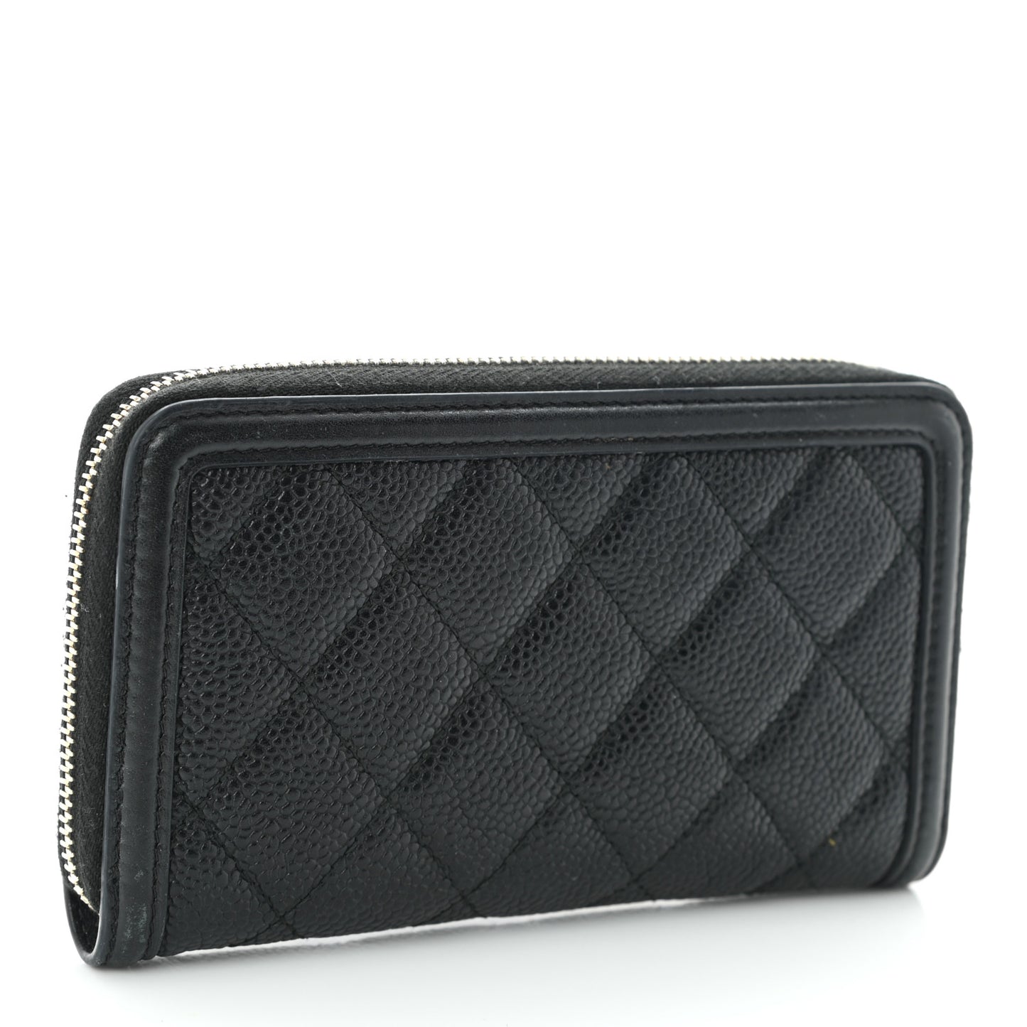 Caviar Quilted Medium Filigree Zip Around Wallet Black
