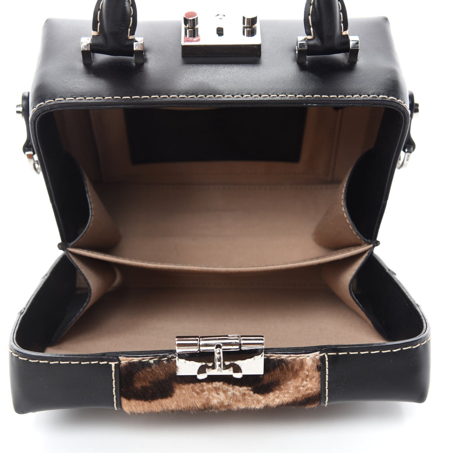Calfskin Calf Hair Leopard Soft Berlin Crossbody Black