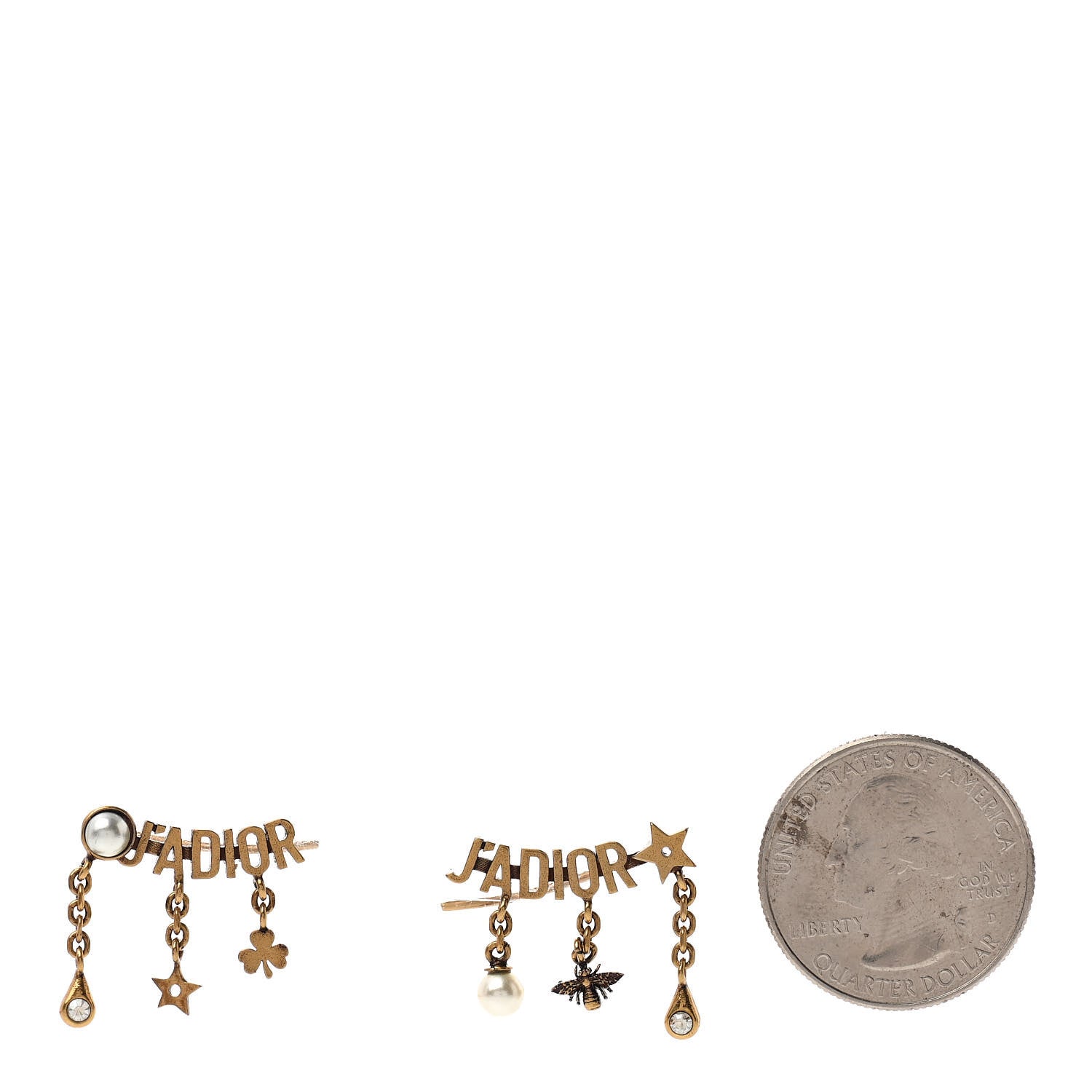 Christian Dior Pearl Crystal J'Adior Earrings Aged Gold 2 of 4