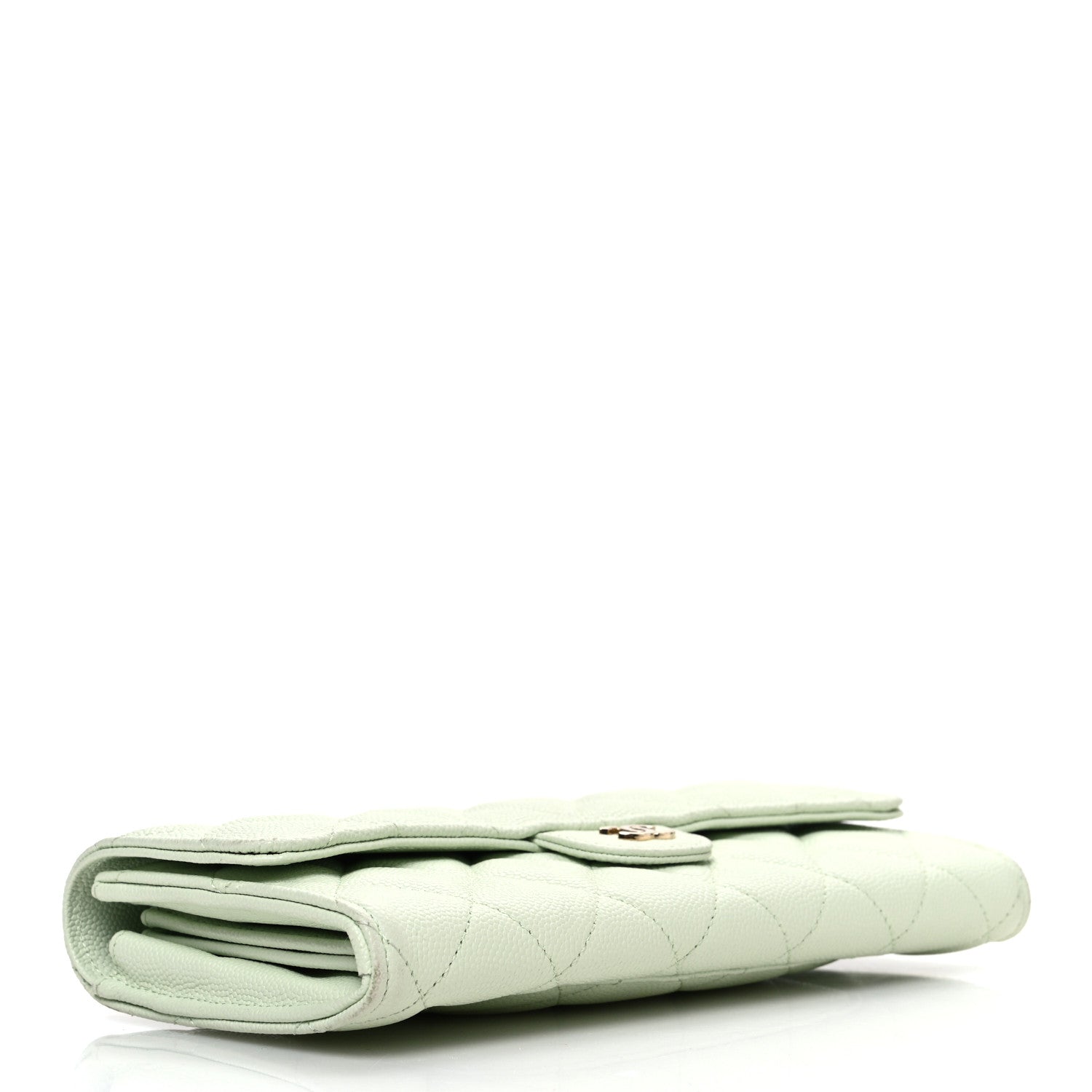 Chanel Caviar Quilted Large Gusset Flap Wallet Light Green 4 of 8
