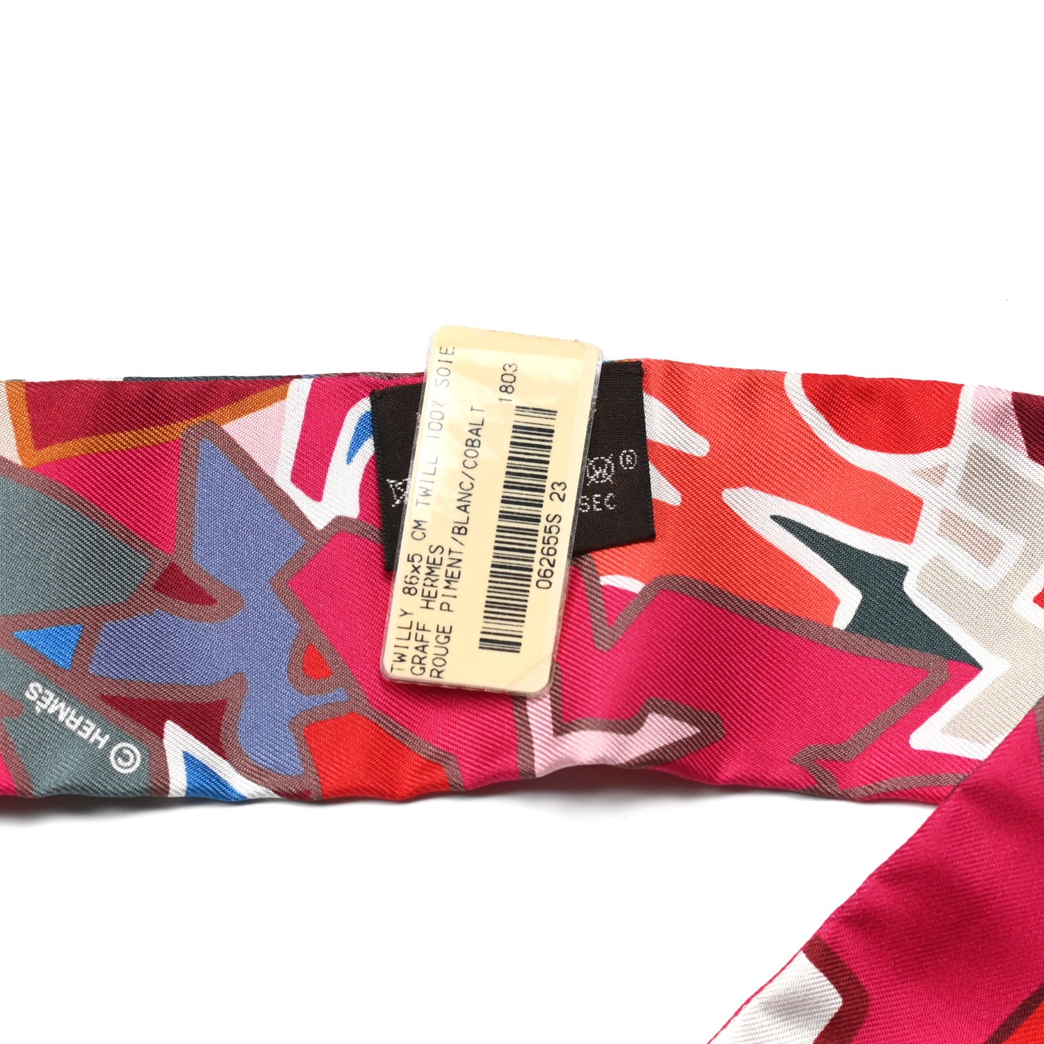 Hermes Silk Graff Graffiti Twilly Rouge Piment White Cobalt 2 of 4