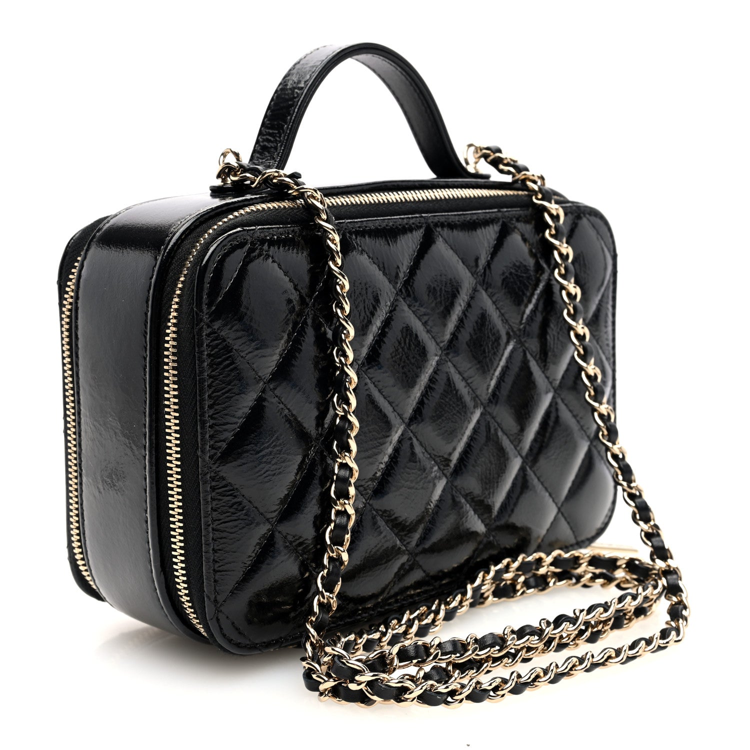 Chanel Shiny Lambskin Quilted CC Vanity Case Black 3 of 10
