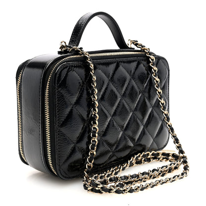 Chanel Shiny Lambskin Quilted CC Vanity Case Black 3 of 10