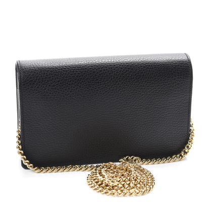 Gucci Calfskin Mini GG Marmont Chain Wallet Black 3 of 12