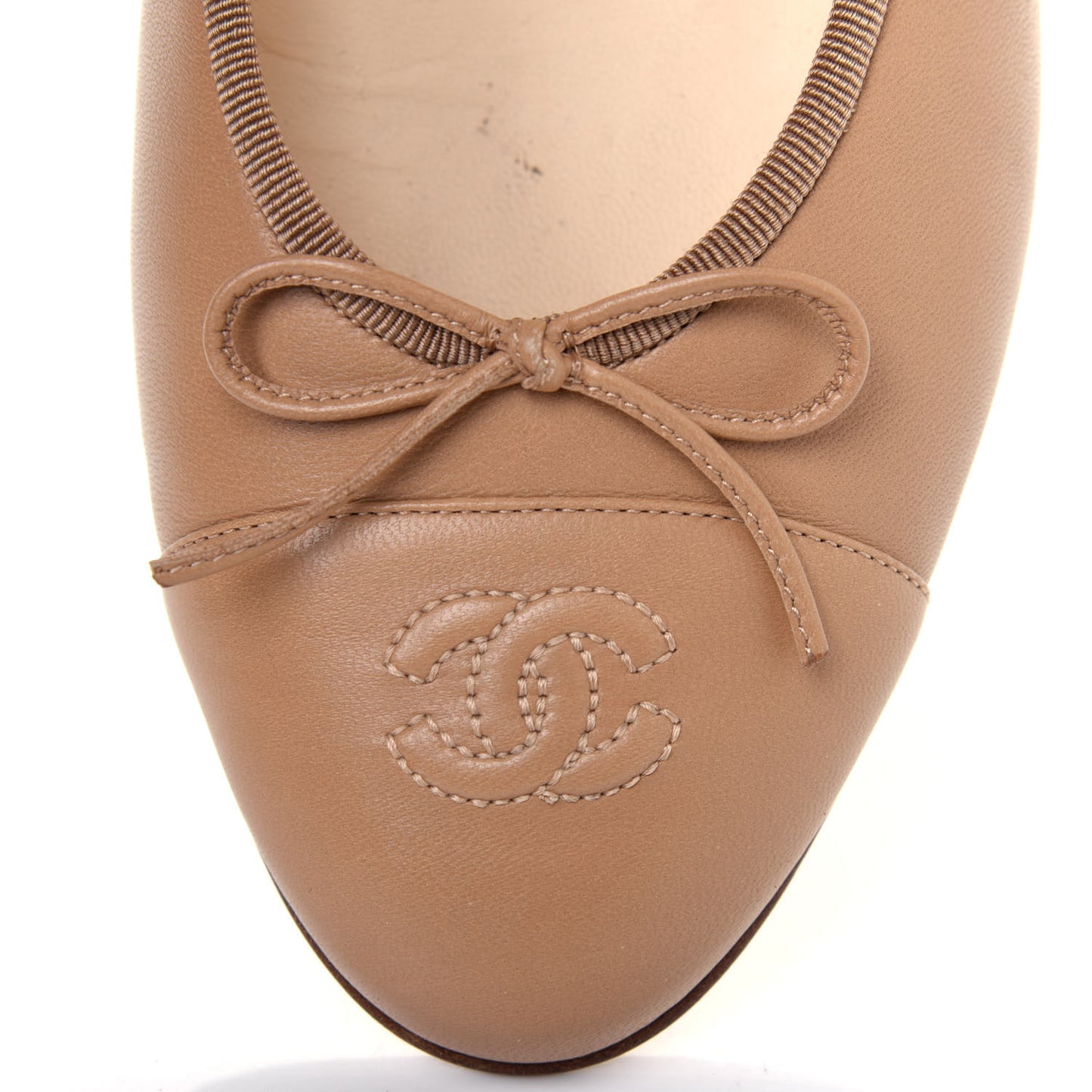Lambskin Cap Toe CC Ballerina Flats 41 Beige