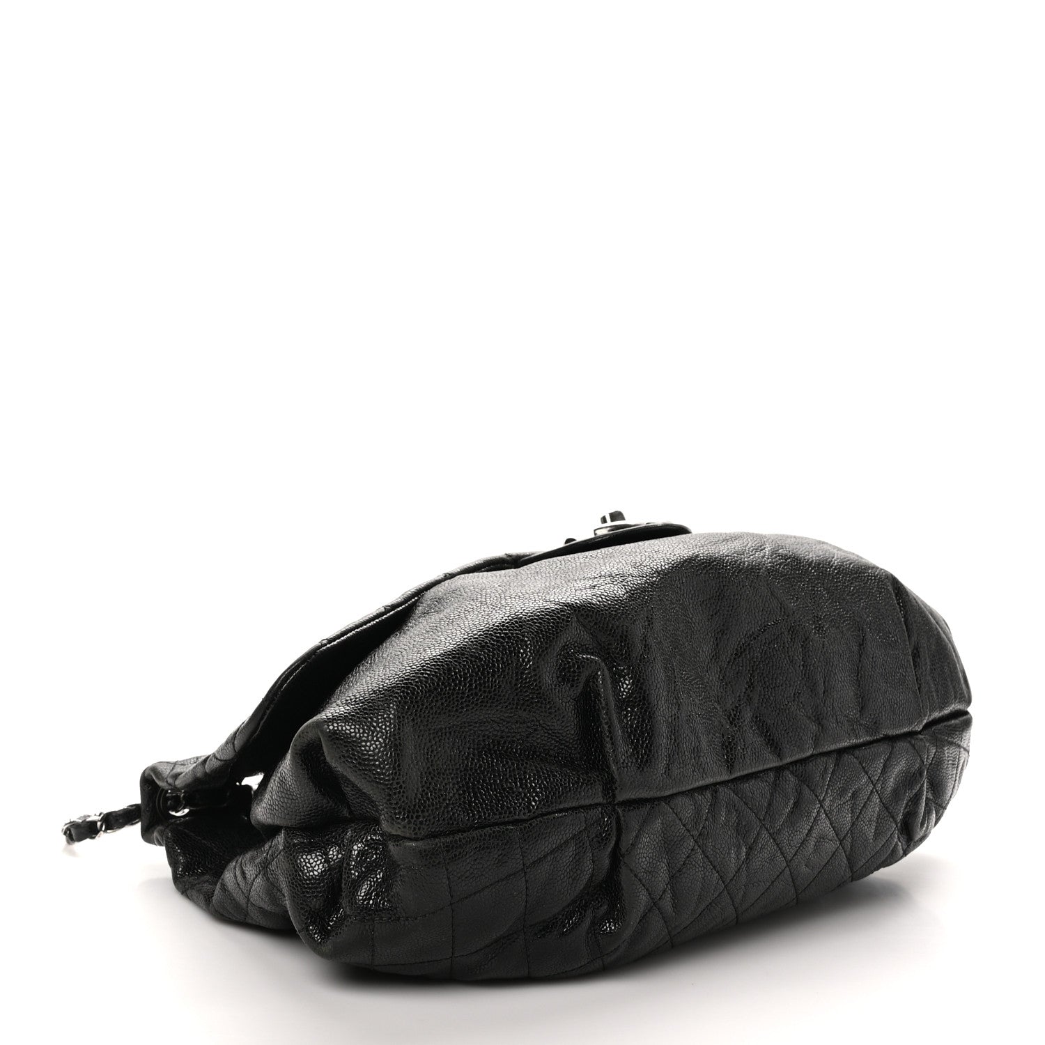 Chanel Crumpled Caviar Quilted Maxi Elastic Flap Black 4 of 10
