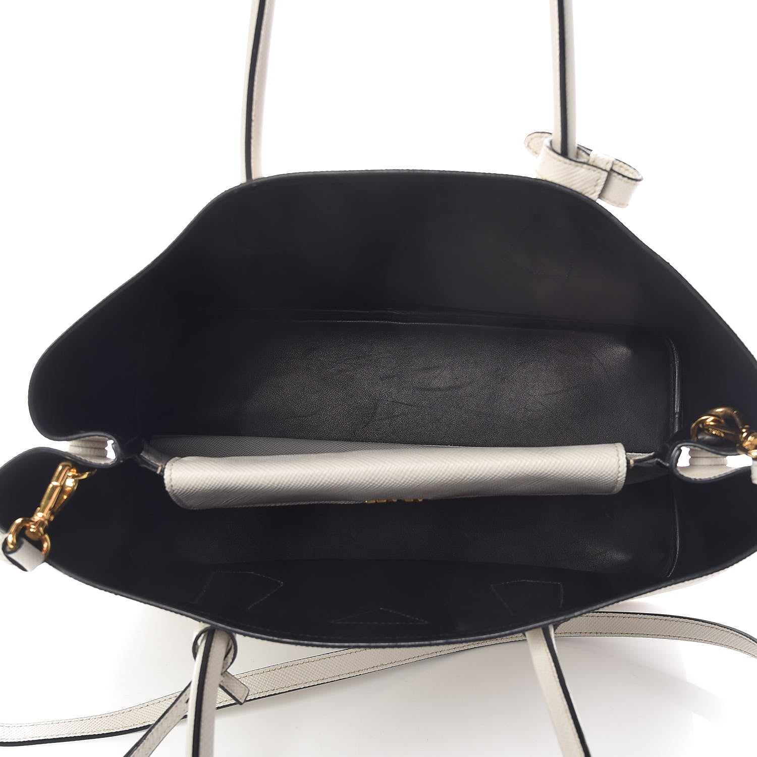 Prada Saffiano Cuir Medium Double Bag Talco Black 6 of 19