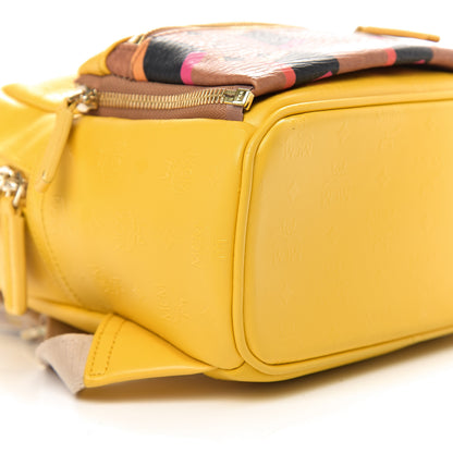MCM Coated Canvas Diamond Print Small Backpack Yellow 6 of 8