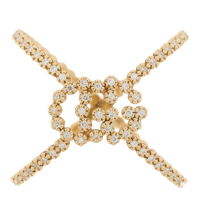 Gucci 18K Yellow Gold Diamond GG Running X Ring 51 5.75 1 of 6