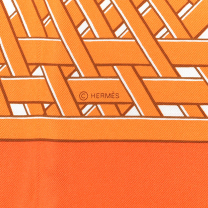 Hermes Silk Masan & Masan Scarf 90 Orange Grege Tabac 2 of 4