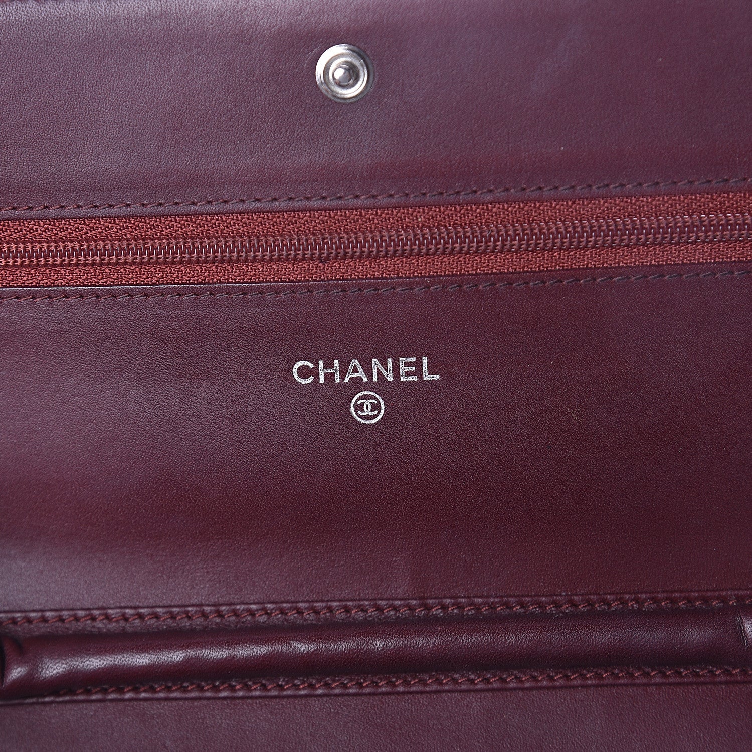Chanel Caviar Timeless CC Wallet on Chain WOC Dark Red 5 of 7