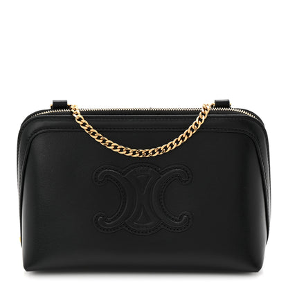 Celine Smooth Calfskin Cuir Triomphe Clutch on Chain Black 1 of 11