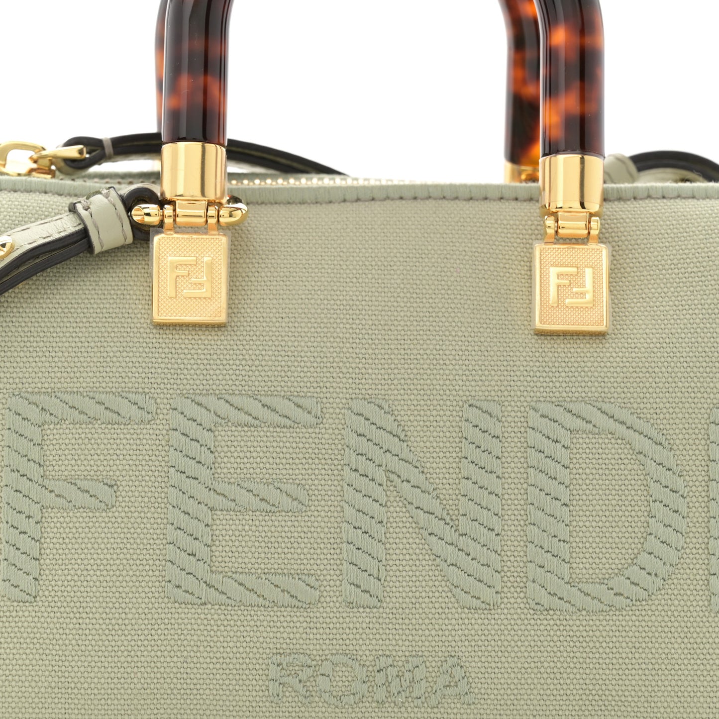 Canvas Vitello King Plexiglass Logo Embroidered Mini By The Way Top Handle Boston Bag Green Tea