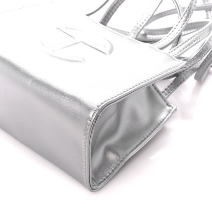 Telfar Metallic Vegan Leather Small Shopping Bag Silver 10 of 10