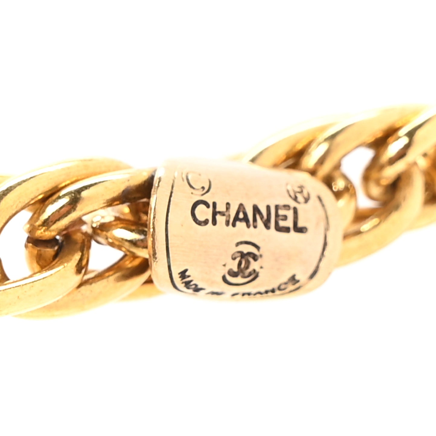 Metal CC Medallion Charm Long Necklace Gold