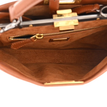 Fendi Vitello Suede Medium Peekaboo Iconic Satchel Cuoio Rame Moro 5 of 13