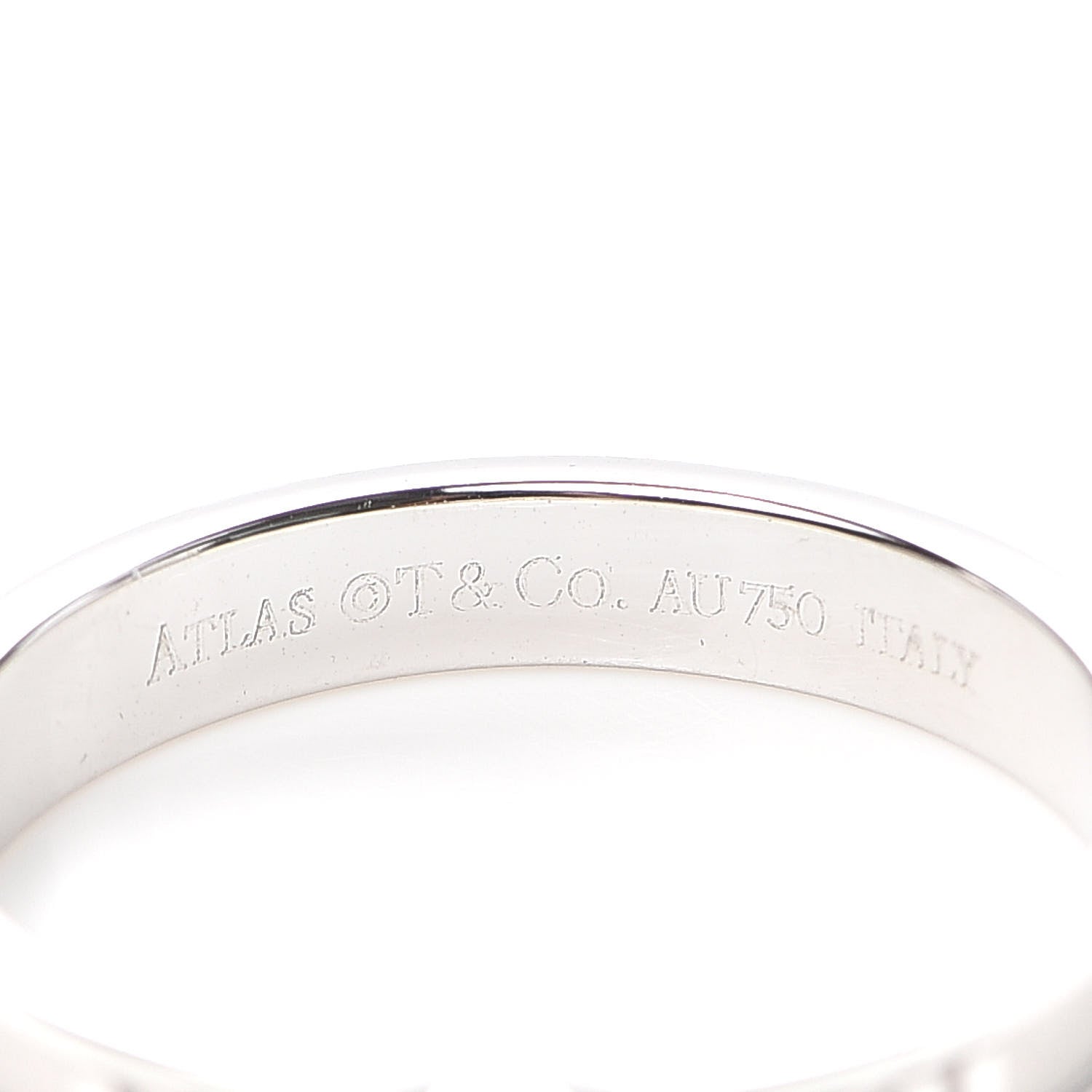 Tiffany 18K White Gold Diamond Atlas Solitaire Band Ring 54 7 4 of 4